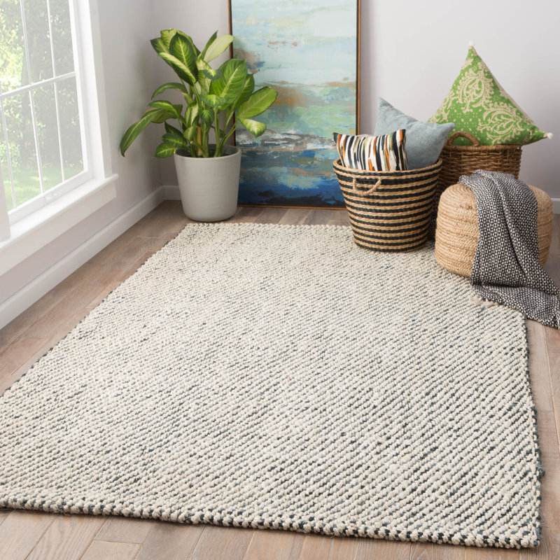 Highland Dunes Handmade HandLoomed Jute/Sisal White/Gray Rug Wayfair